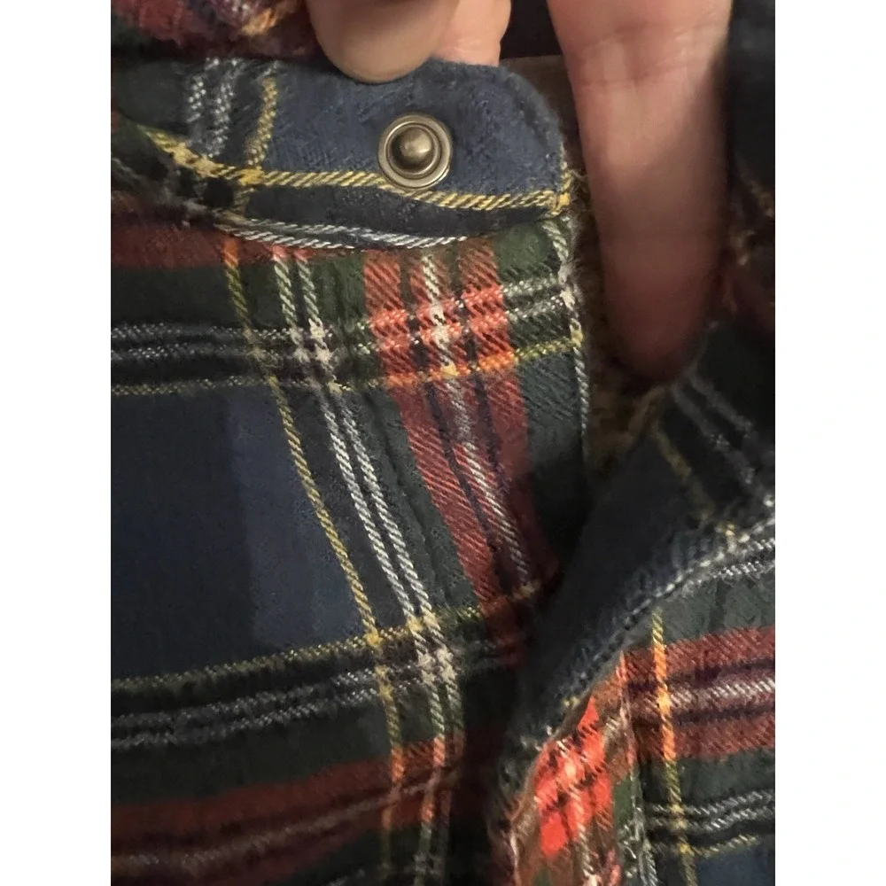 L.L. Bean Shacket Men's Large Multicolor Plaid Sherpa Blue Red Military‎ Jacket - Picture 6 of 11